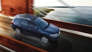 Nissan Pathfinder crossing bridge