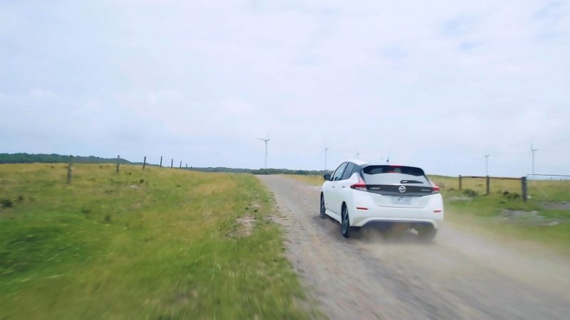 LEAF driving on highway through hills