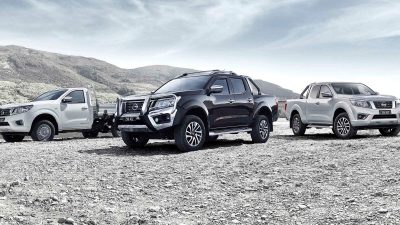 Three Nissan Navara's in open landscape