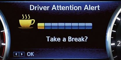 Nissan Driver alert message - 'Take a break?'