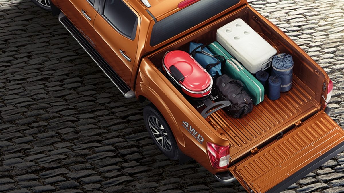 Rear High Angled Static Shot of Bed with Cargo
