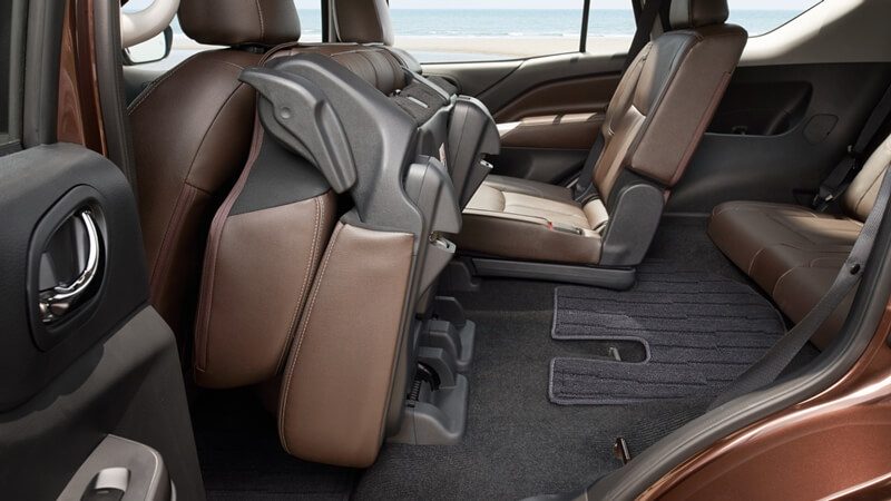 Nissan Terra interior showing second row seat tipped up