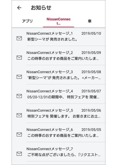 ③メッセージ履歴が表示されます。