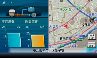 燃費、地図の同時表示機能