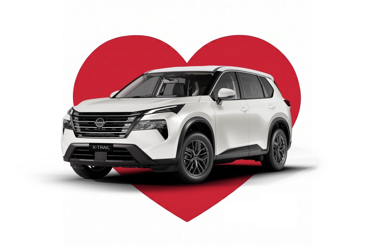X-TRAIL displayed on a red heart
