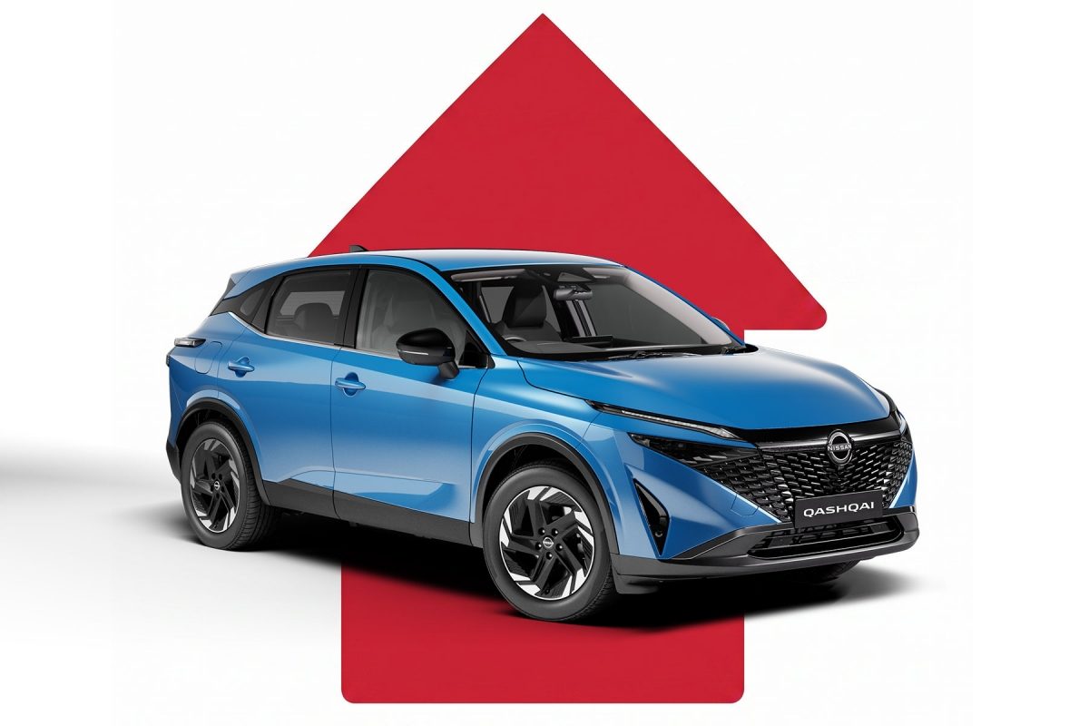 QASHQAI displayed on a red up-pointing arrow.