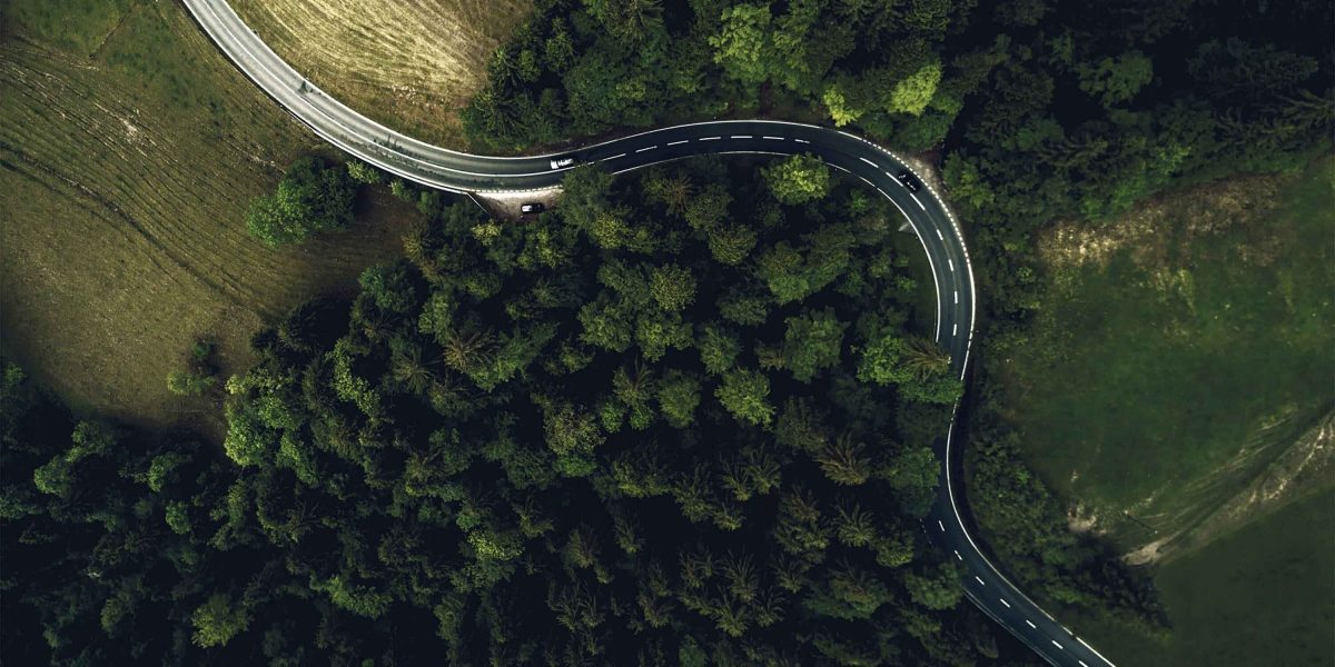 A road seen from the sky