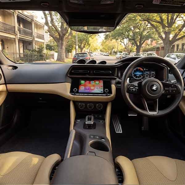 Cockpit of Nissan Z Coupe with Tan Interior