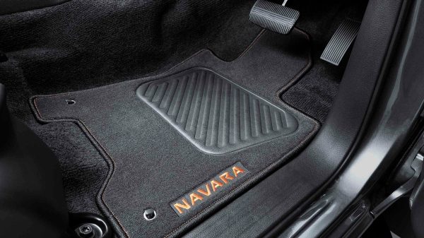 N-TREK Warrior floor mat with Orange 'Navara' text
