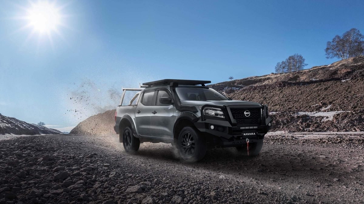 New Nissan Navara on gravel road