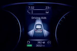 Nissan Advanced Display with Driving Aids on Screen"