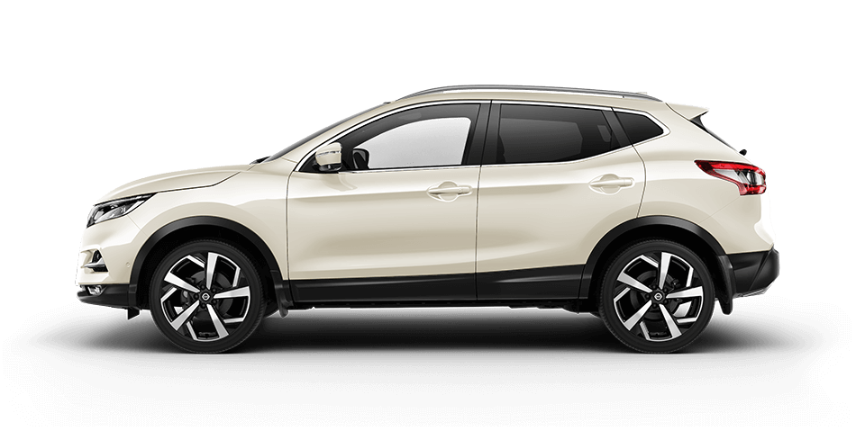 Magnetic Ivory Pearl Nissan QASHQAI Side Profile