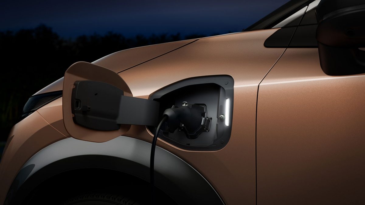 Nissan ARIYA charging at home in carport