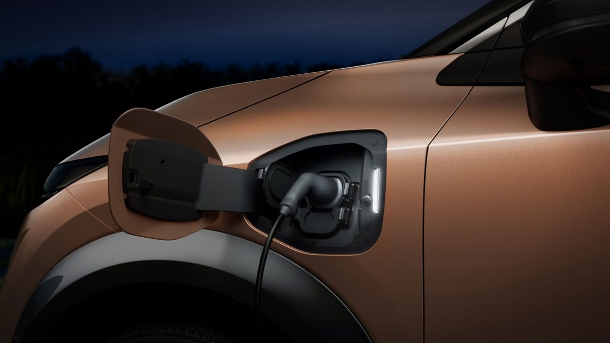 Nissan ARIYA charging at home in carport