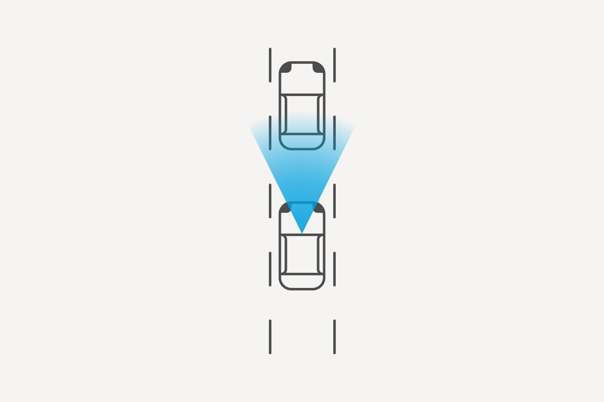 Nissan ARIYA illustration showing Intelligent Forward Collision Warning