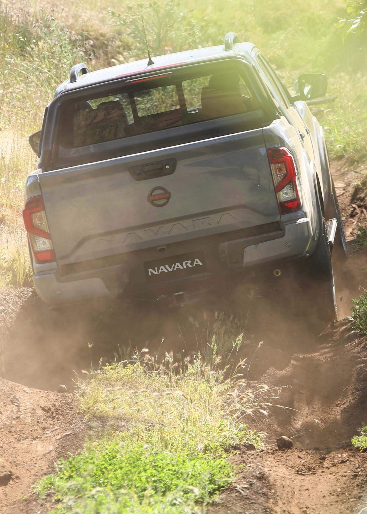 New Nissan Navara 3/4 profile in country landscape