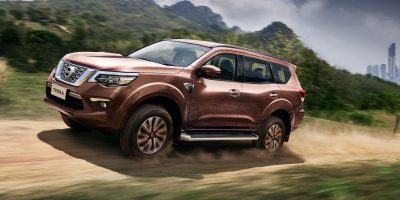Nissan Terra driving on a dirt road