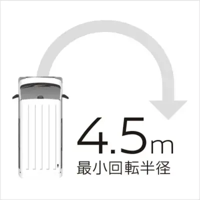最小回転半径4.5mの軽快フットワーク。