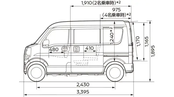 DX(ハイルーフ)　サイドビュー