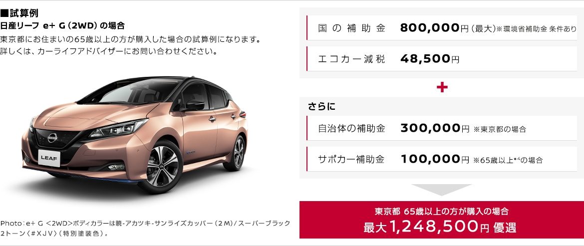 日産 リーフ Leaf 価格 グレード 補助金 優遇策