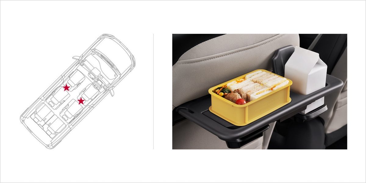 パーソナルテーブル〈セカンド左右〉（カップホルダー各2個、折りたたみ格納式）