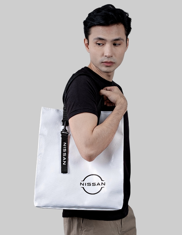 Nissan White Tote Bag