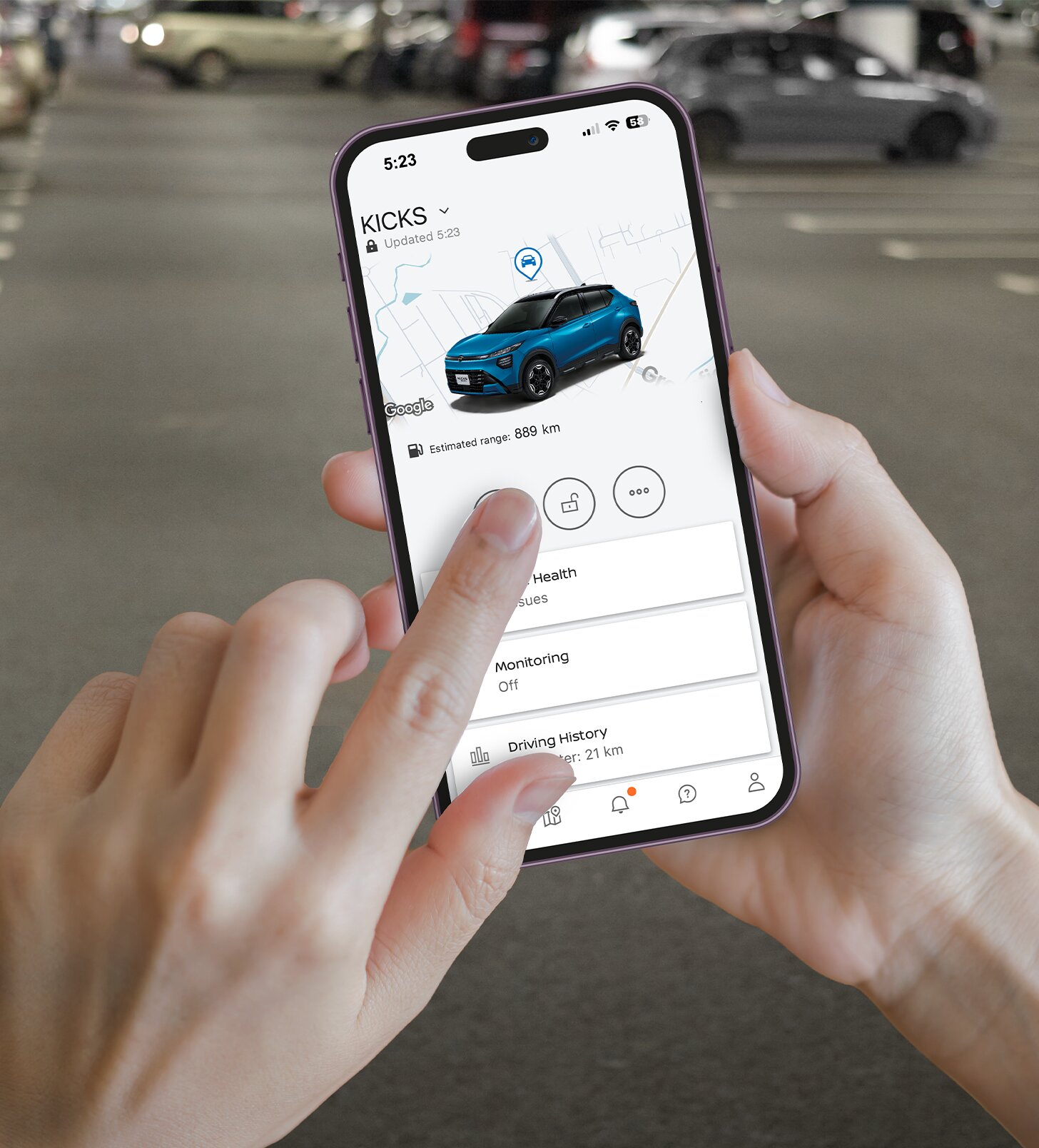 NissanConnect Services app on phone